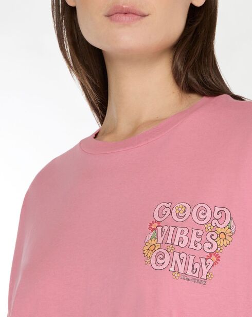 T-Shirt Crop good vibes rose